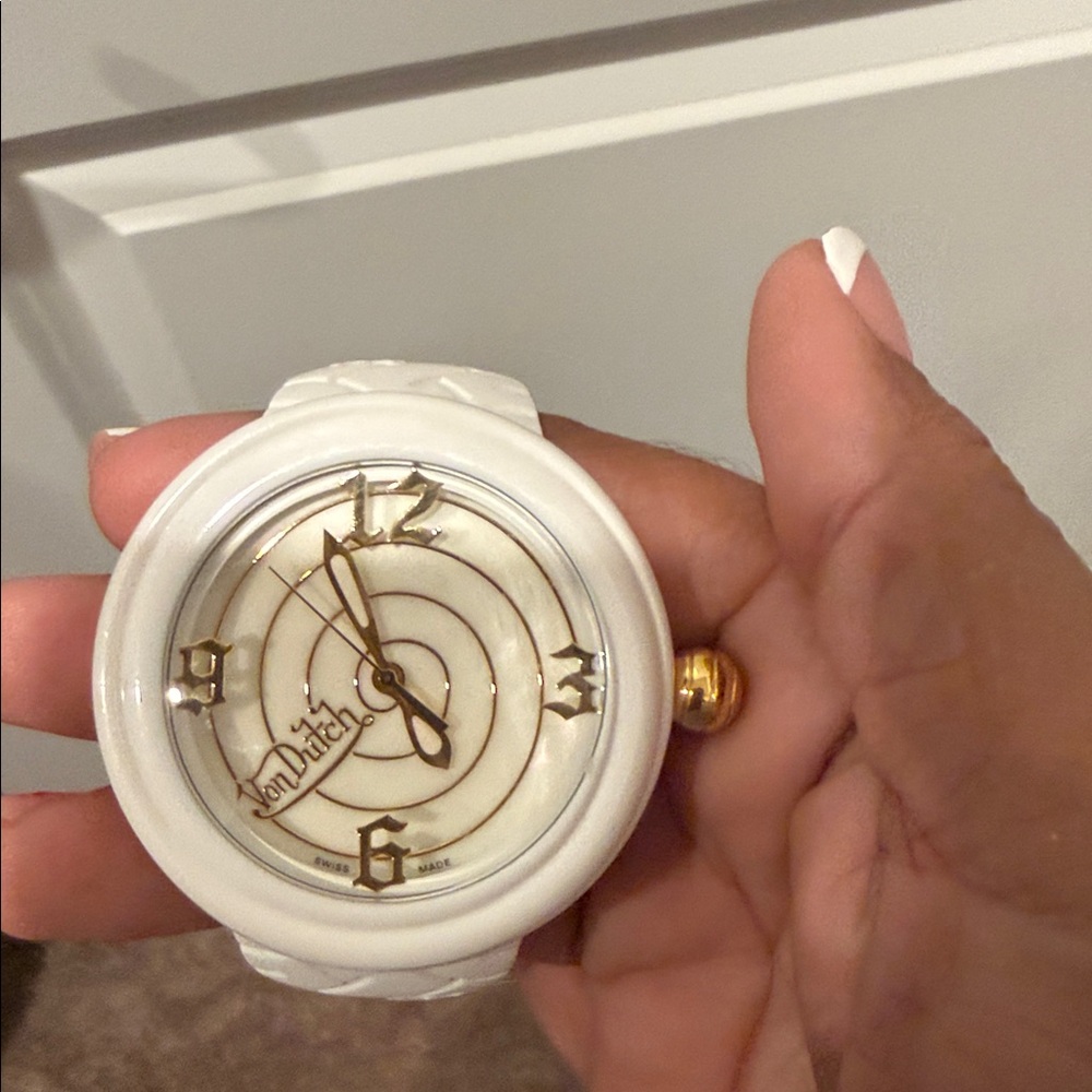 Von Dutch White and Gold Wall Clock
